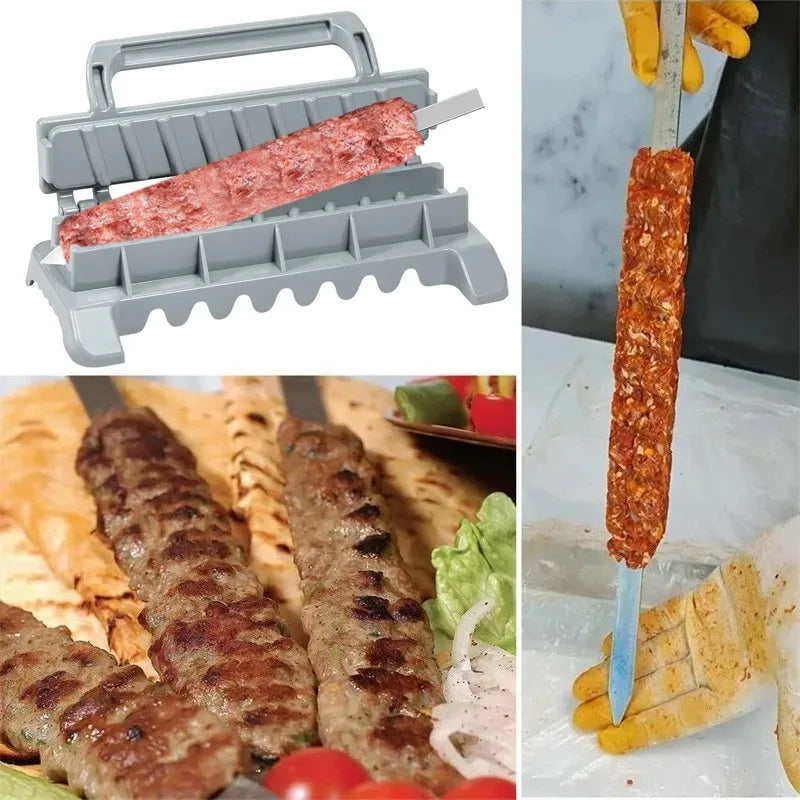 Kebab Skewers 2.3cm Flat Stainless Steel BBQ Barbecue Kebob Skewer Row Kebab Maker for Brazilian Koobideh Persian