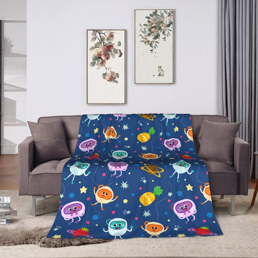 Bumble Nums Space Birthday Blankets Super Simples Airplane Flannel Throw Blanket For Couch Chair Sofa Bed Soft Warm Bedspread