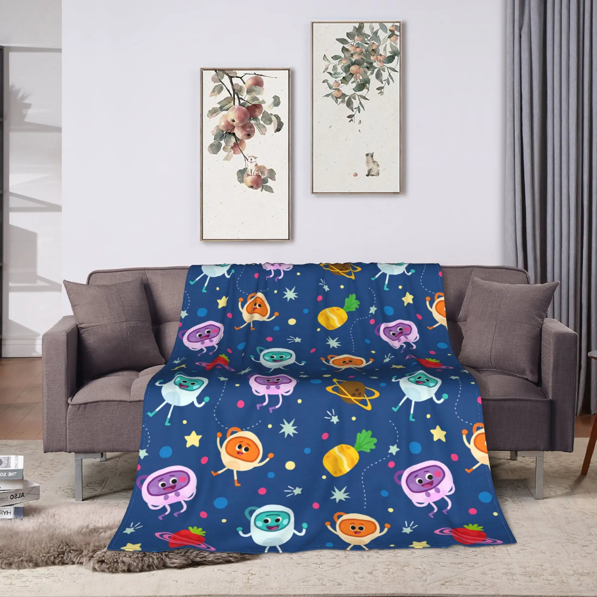 Bumble Nums Space Birthday Blankets Super Simples Airplane Flannel Throw Blanket For Couch Chair Sofa Bed Soft Warm Bedspread