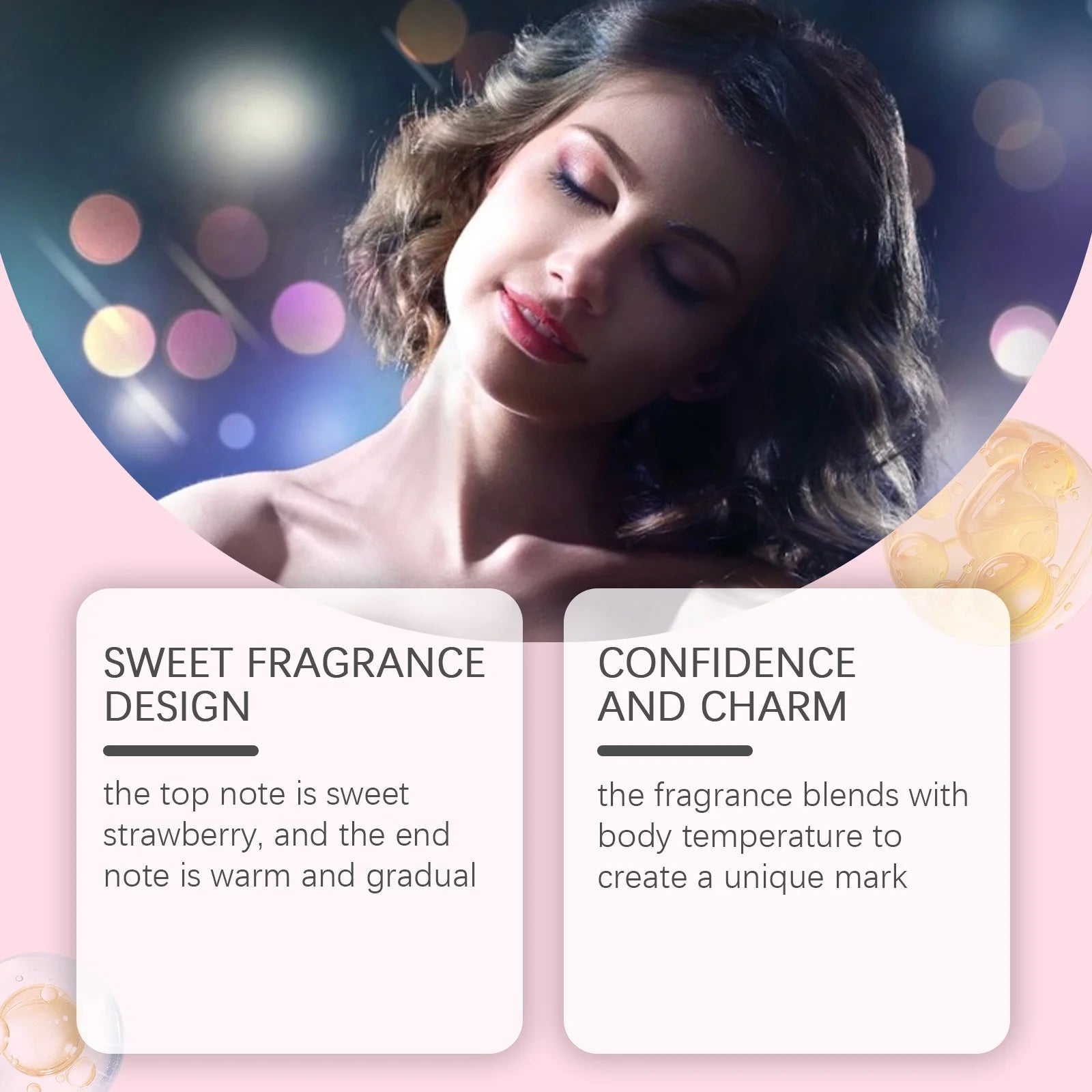 Roxelis 50ml Strawberry Sugar Perfume - Fresh Sweet Scent Long Lasting for Daily Commute Date Multi Scenes Portable Fragrance