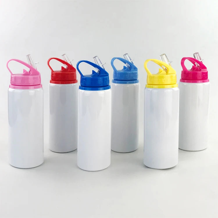 DIY Customized 600ML Bottle with Straw Colorful Print LOGO Photo Text for Kid Children School Travel Sport Portable Aluminium