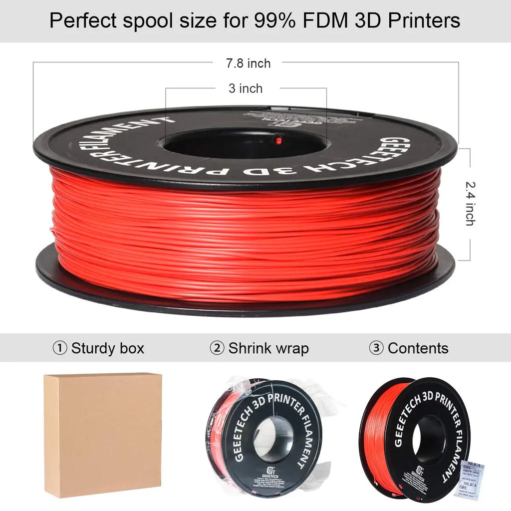 Geeetech 3d Printer Filament Pure PLA PETG Plastic 1.75mm,1KG (2.2LBS), Tangle-Free, 3d Printing Materials, Vacuum Packaging