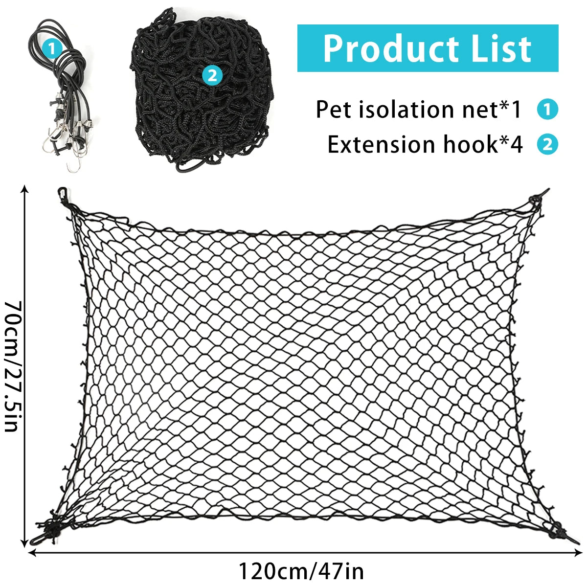 Car Dog Barrier Net Dog Safety Barrier Nets Foldable Dogs Fence with Hooks Practical Universal Car Pet Isolation Vehicle Barrier