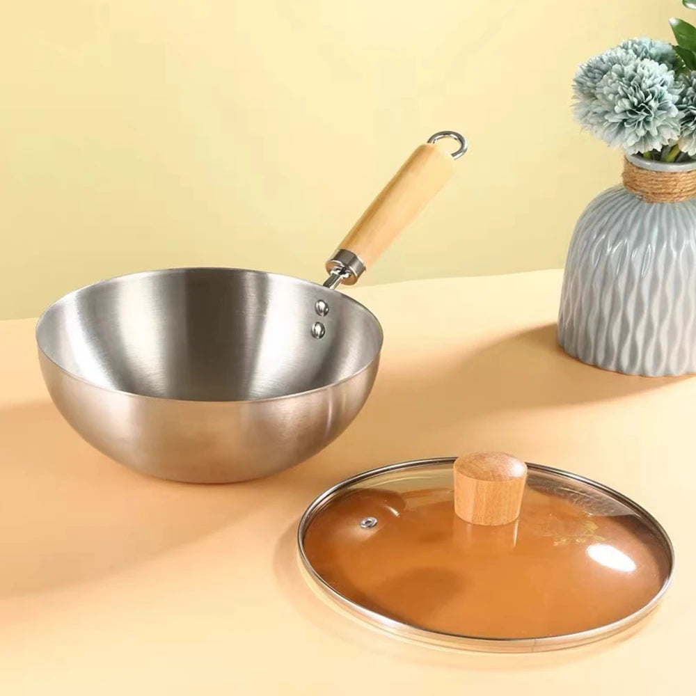 430 Stainless Steel Non-Stick pan Small Frying Wok Pan Home Kitchen Induction Cooker Gas Stove Special Uncoated Skillet Soup Pot