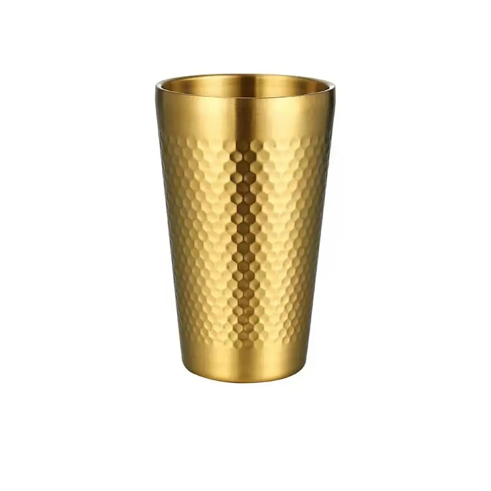 Stainless Steel Hammered Texture Double-Wall Beer Cups Milk Mugs Cold Water Drinks Cup for Kitchen Drinkware Cup