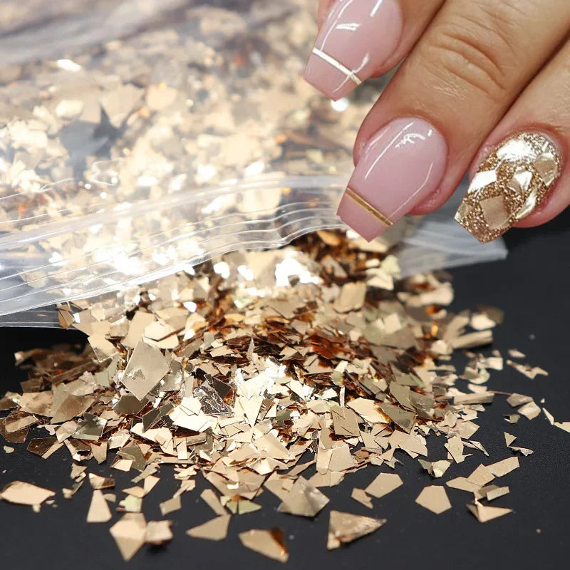 10g Mermaid Effect Nail Flakes, Holographic Nail Art Glitter, Sparkles Sequins for Nail Designs