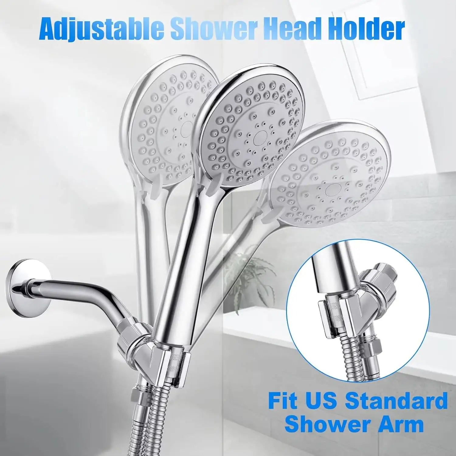 Detachable Handheld Head With - High Pressure 5 Functions Showerheads Hand Held Shower Heads,Extra Long 4.7 Ft. Stainless Steel