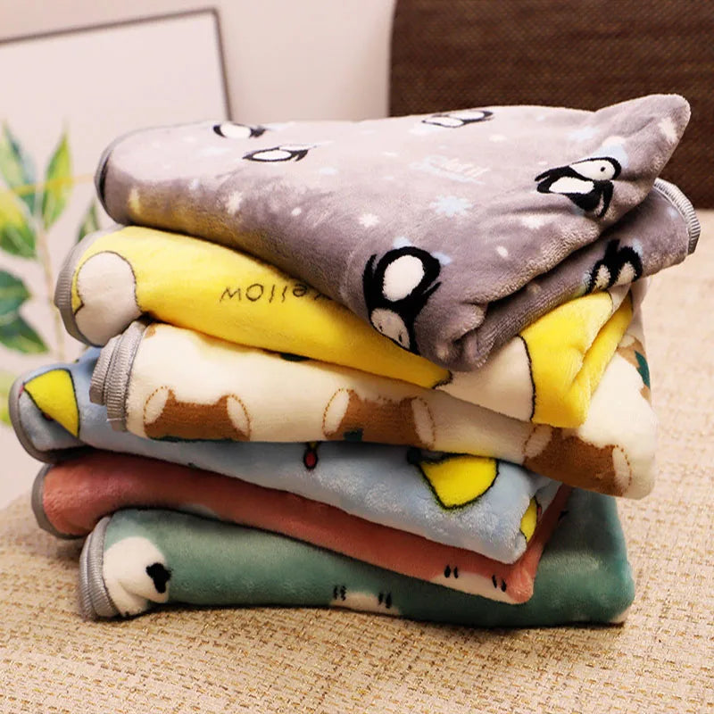 Soft Fluffy Flannel Dog Blanket Cute Cartoon Print Pet Bed Sheet Mat Warm Breathable Cat And Dog Sleeping Blankets Pet Supplies