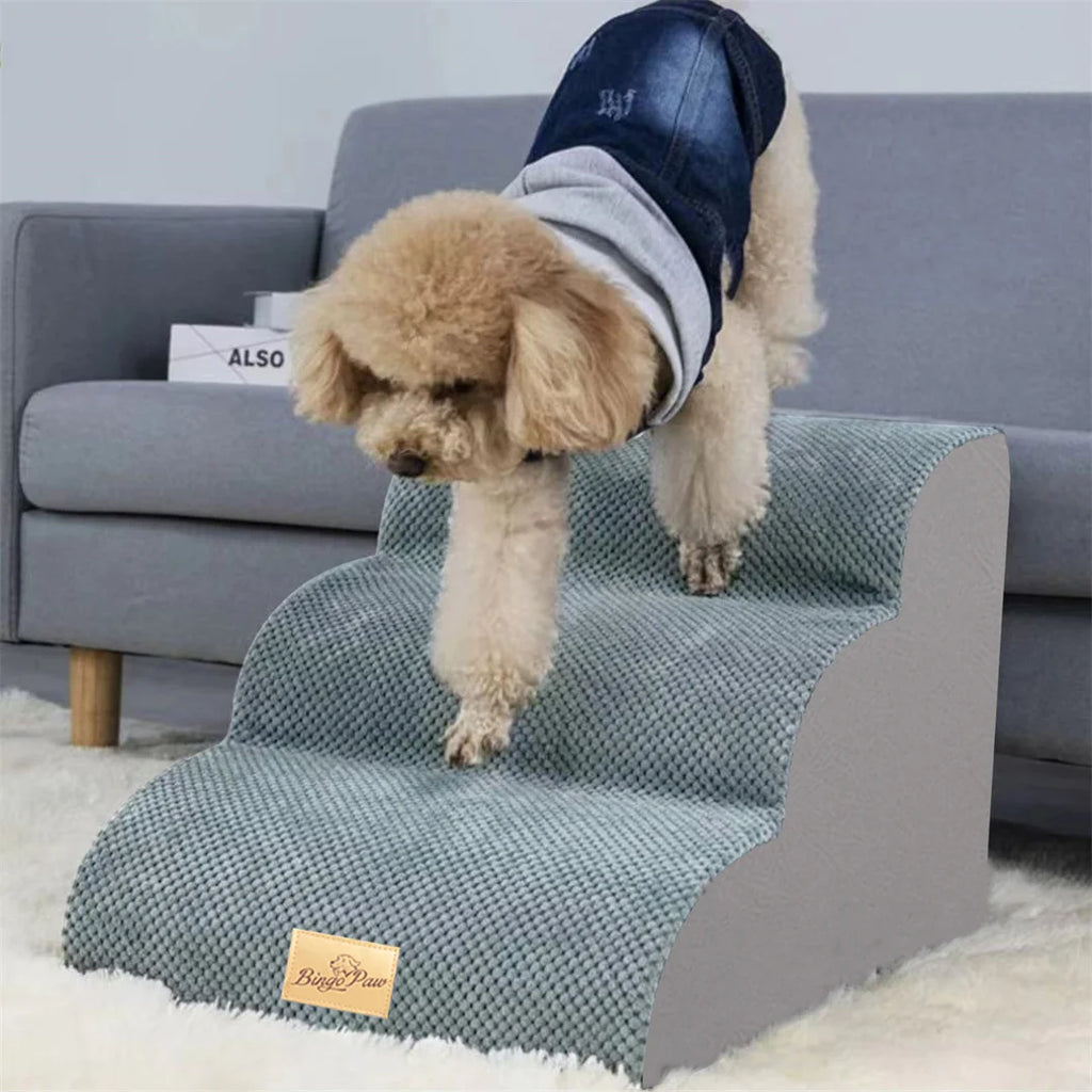 Pet Dog Stairs for High Beds and Sofa Couch High-Density Sponge Foam Dog Steps with Washable Cover for Puppies