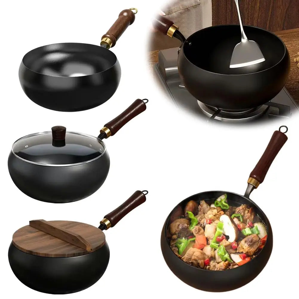 Chinese Style Non-stick Coating Frying Wok Pan Household Sistering Milk Stew Small Iron Pot Kitchen Utensils Tools