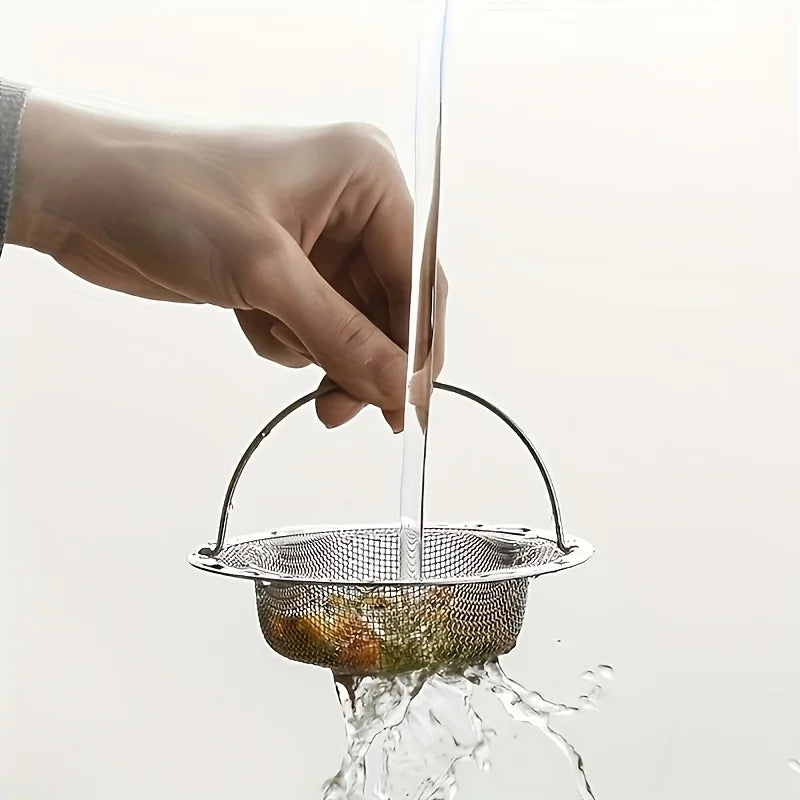 Sink Filter With Handle 201 Rustproof Mesh Drain Strainer For Kitchen Bathroom Anti Clogging Vegetable Fruit Waste Catcher