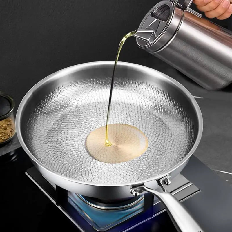 Saute Pan Frying Skillet with Lid Multi Functional Nonstick Cookware Titanium Hammered Skillet For Kitchen Cooking