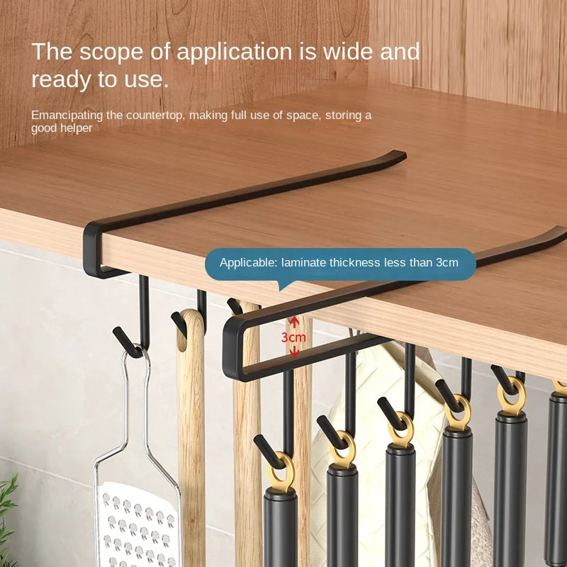 1Pc Black Kitchen Hanger Hook With No Marks Or Nails For Storing Pots Shovels Hanging Pieces Kitchen Utensils Storage Racks Hook