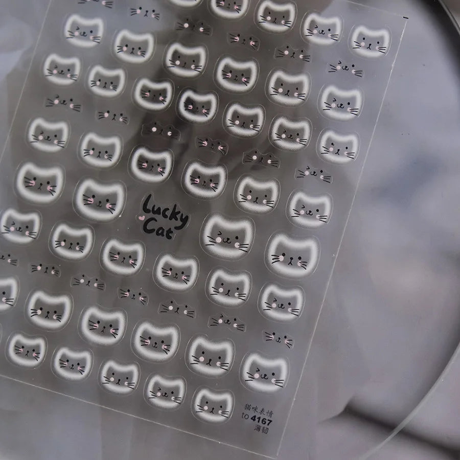 5D Glossy Gel Effect Nail Art Decoration Manicure Decals Korean Jelly Smile Nail Art Stickers Cute Winking Eyes Cool Sunglasses