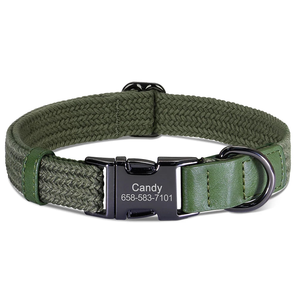 Personalized Nylon Dog Collar Free Engraving Dogs ID Collars With Name Buckle Metal Nameplate for Small Medium Large
