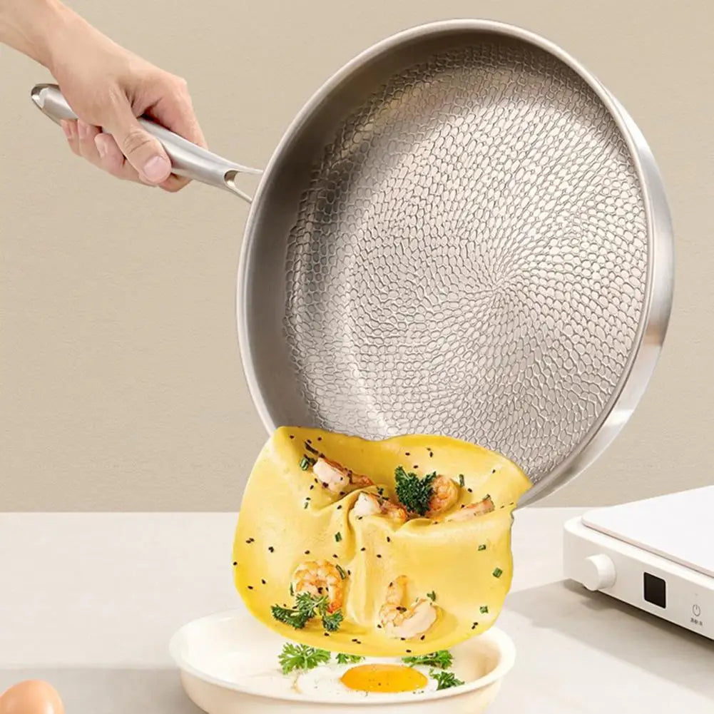 26/28/30cm Titanium Frying Pan With Lid Skillet Hammered Cookware For Gas Electric Induction Stoves Healthy Cooking Essential