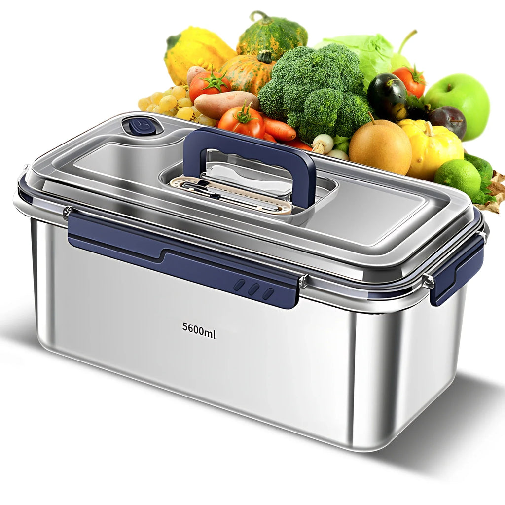316 Stainless Steel Food Storage Container Set, Airtight Leakproof Kitchen Organizer with Lids, Large Capacity Bento Box