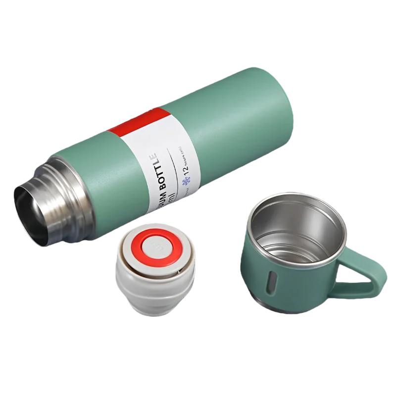 Business Stainless Steel Vacuum Thermos 500ml, 3-Lid Gift Set , Double Wall Insulated for Office Travel Camping Hot Cold Drinks
