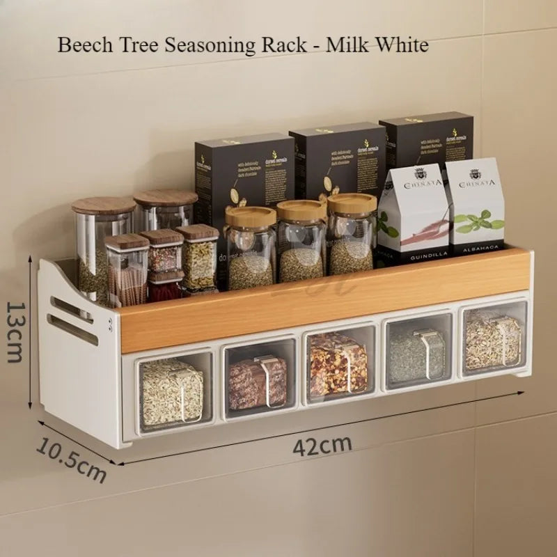 Holes Walnut Kitchen Storage Rack Wall Mounted Seasoning Bottle Storage  Disassemble and Wash