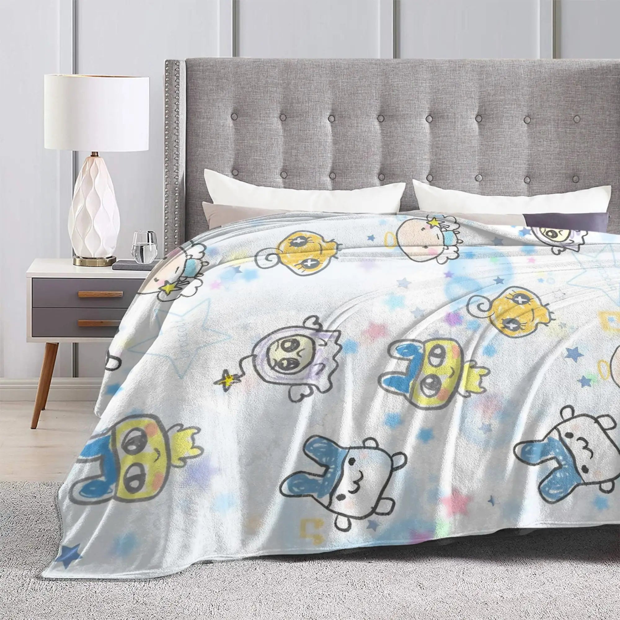 Tamagotchis Mametchi   Flannel Blanket Spring  Soft Bedding Throws for Girls Boys Couch Chair Print Bedspread Sofa Bed Cover