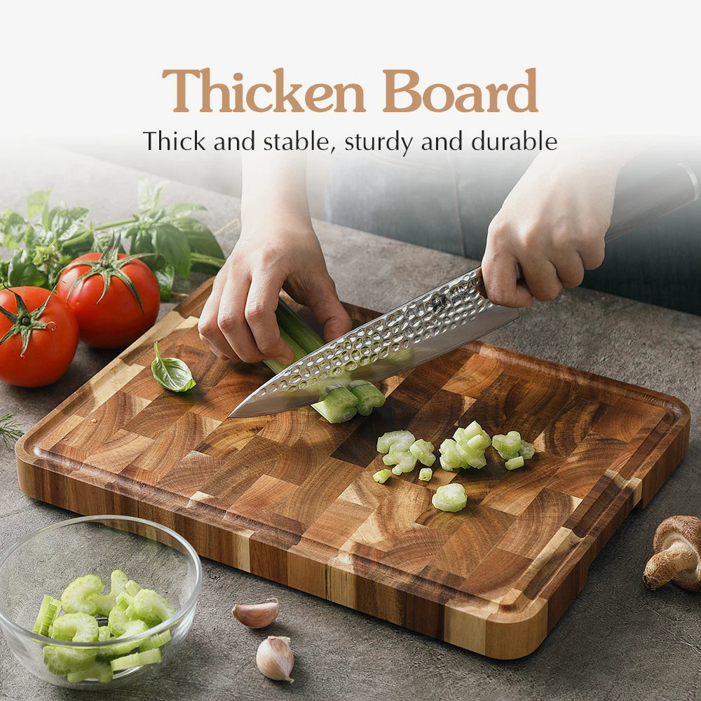 XINZUO Acacia Wood Cutting Board Cut Bread Fruit Meat Quality Kitchen Wooden Chopping Blocks Non-slip Kitchen Tools