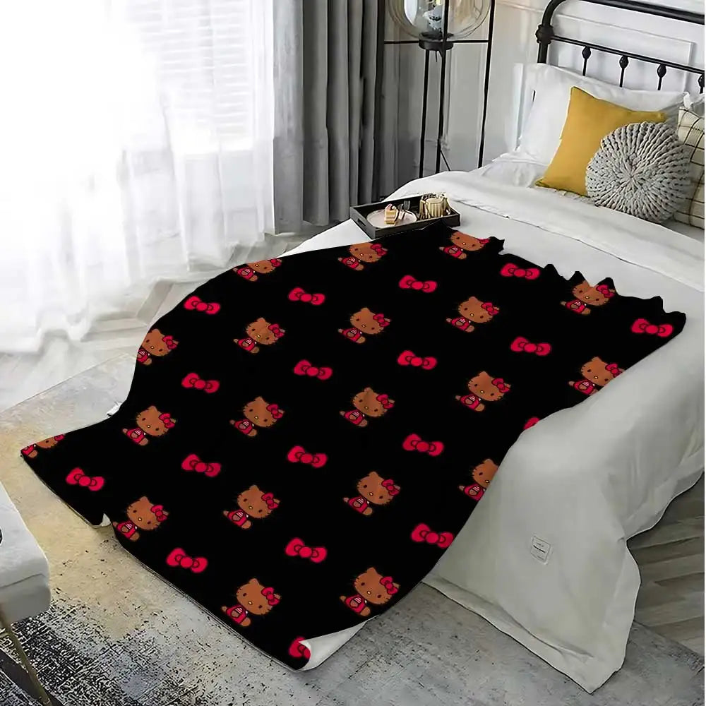 Kawaii Hellos Cat Knee Blanket for Living Room Decorative Bed Blankets Bedroom Decoration Home Bedspread the Sofa Throw Winter
