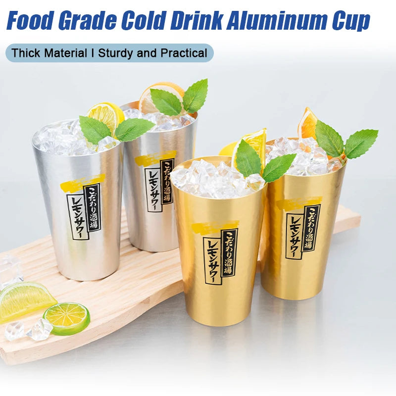 Japanese Tavern Bar Beer Cup Aluminum Mugs Anti-fall Aluminum Cups Metal Cola Cold Drink Cold Drink Water Juice Cup Water Mugs