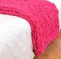 Comfortable Chunky Knit Blanket Soft Hand Knit Chenille Throw Blanket Thick Cable Blanket With Chenille Yarn Rope Knot Blanket