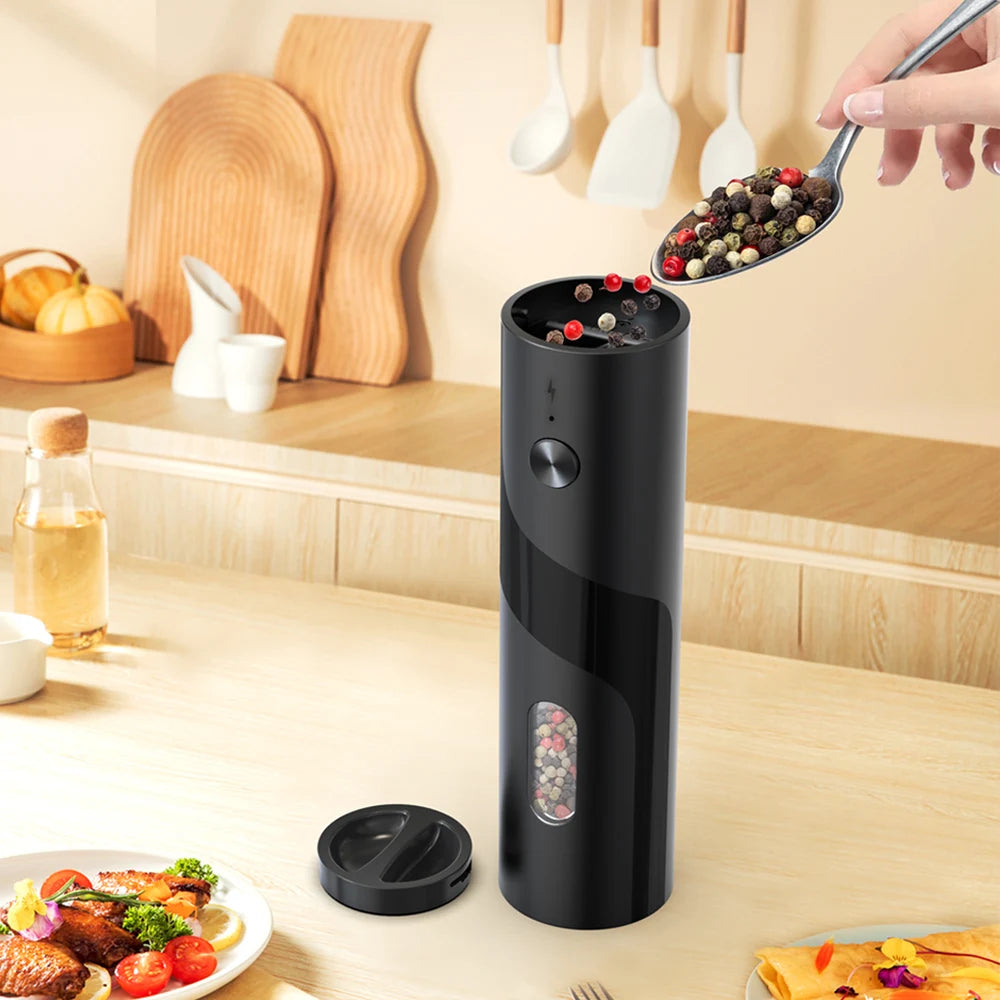 2Pcs Electric Salt And Pepper Grinder Rechargeable Spice Grinders Set 110ml Capacity Automatic Pepper Mills With Charging Base