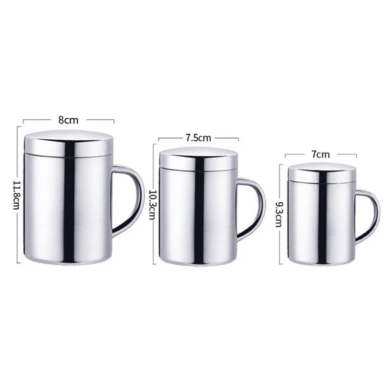 500ML Double Wall Anti Scalding Coffee Mug Insulated Portable Stainless Drink Cup Drinking Cup Steel Polishing Beer Tea Juice