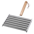 Hot Dog Roller Sausage Roller Rack Stainless Steel Hot Dog Grill Roller with Wooden Handle BBQ Hotdog Roller Grill Accessories