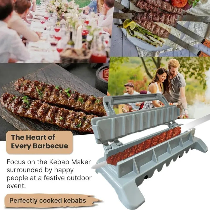 Kebab Skewers 2.3cm Flat Stainless Steel BBQ Barbecue Kebob Skewer Row Kebab Maker for Brazilian Koobideh Persian