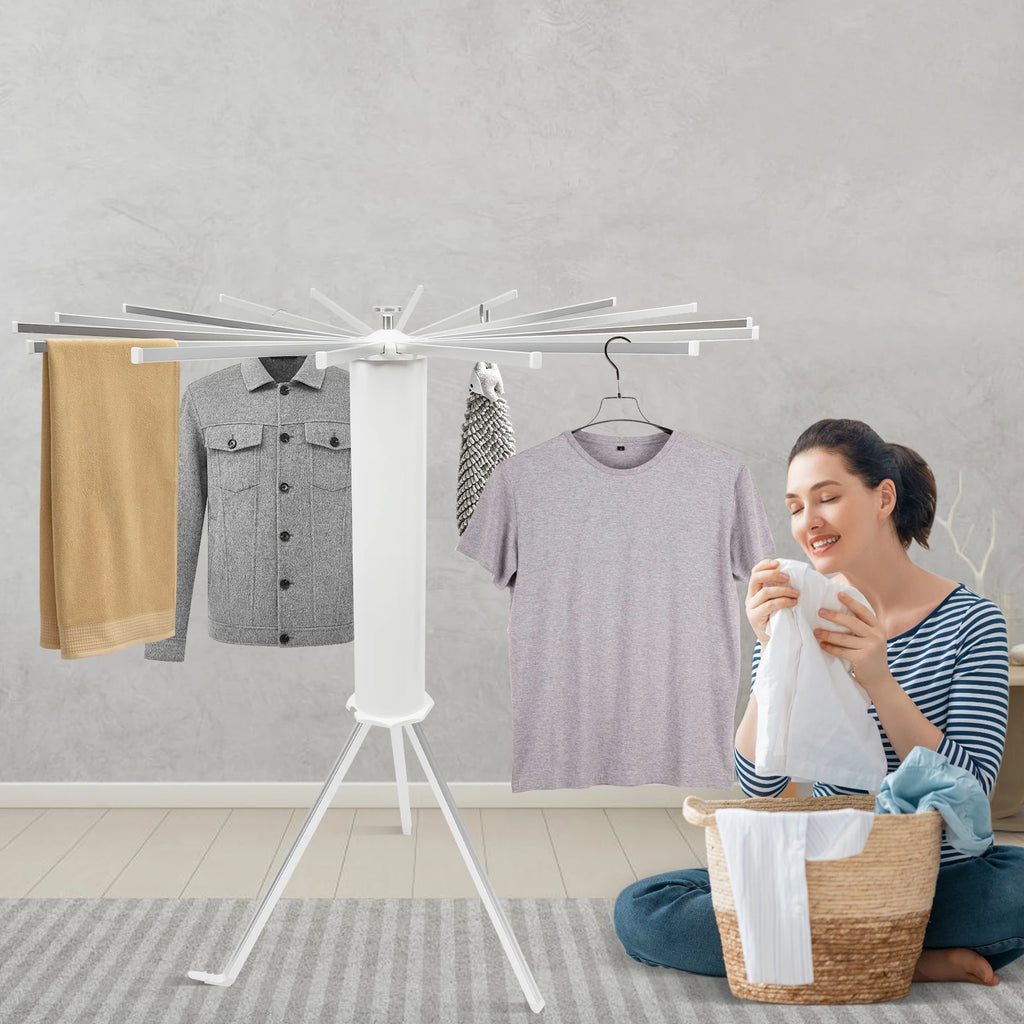 16 Pole Foldable Drying Rack,Tripod Clothes Drying Rack,Laundry Drying Rack,Garment Rack Can Dry Towels, Bath Towels, Shoes,Hats