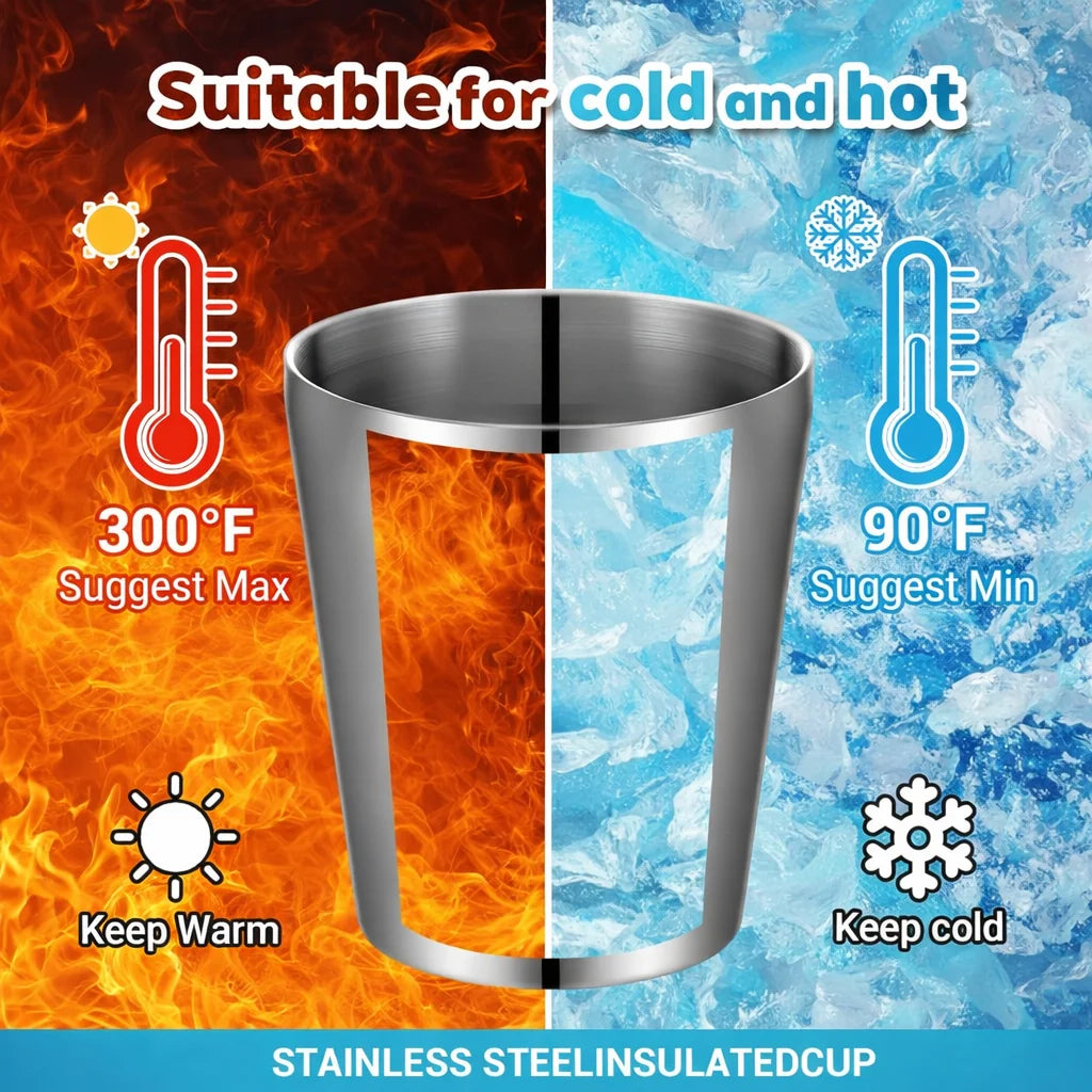 4 Pcs Stainless Steel Cups Stackable Metal Drinking Tumblers with Storage Bag for Camping Travel Outdoor Bar