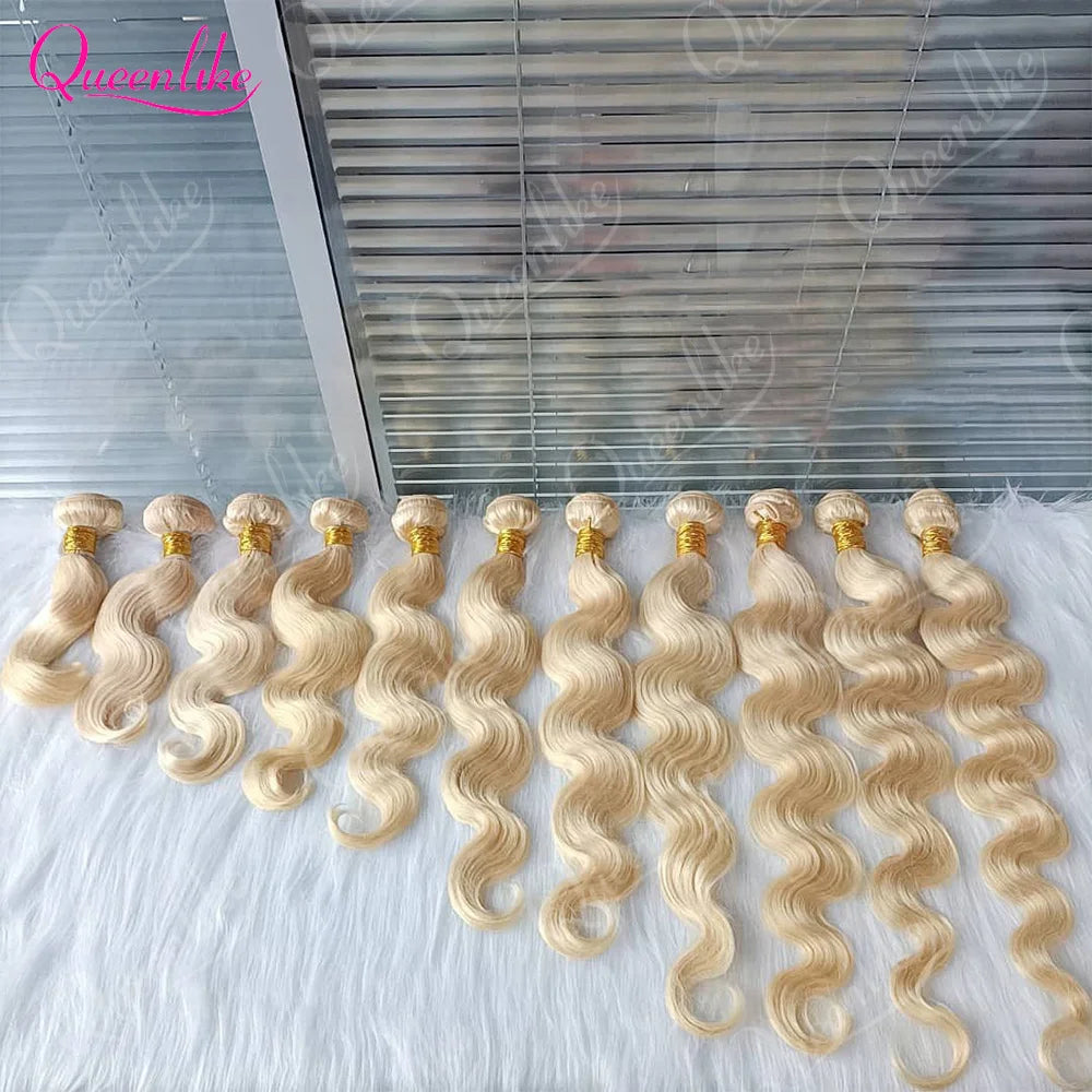 Queenlike 613 Blondes Hiar Extension Brazilian Hair Weave Bundles 12A Human Hair Body Wave Bundles 1/3/4 Bundles 24 24 24 INCH