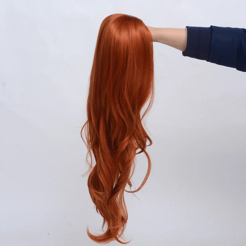 SuQ Synthetic Women's  Copper Red Wig Hair Synthetic Natural Cosplay Party Long Wave Middle Part Heat Resistant Daily Wigs