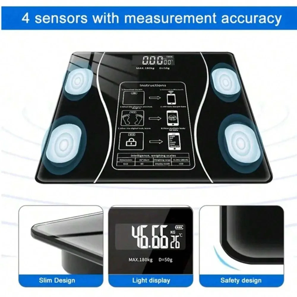 Digital bathroom scale - high-precision and easy to read LCD display screen, battery powered, preferred for fitness enthusiasts.