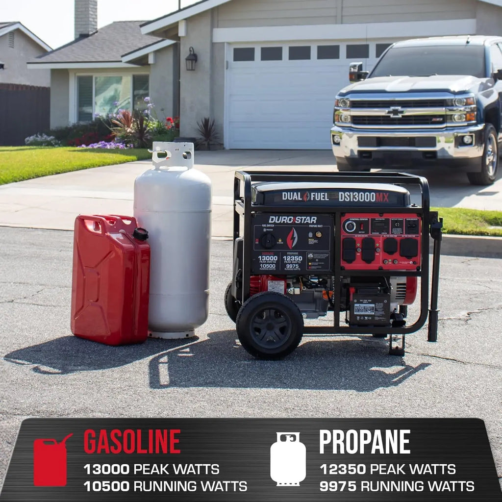 DS13000MX 13,000-Watt 500cc Dual Fuel Portable Generator - Gas and Propane, Remote Electric Start, Whole Home Power Backup