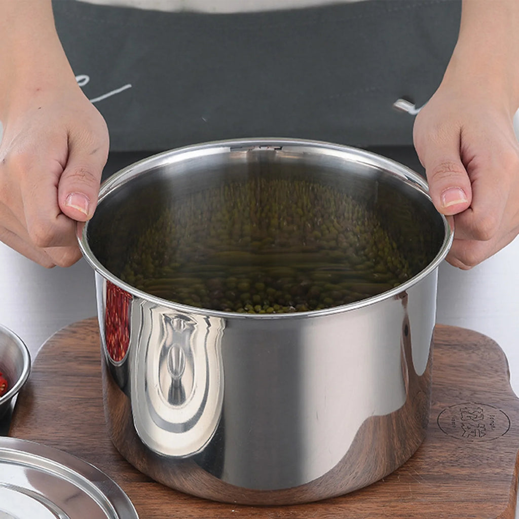 Stew Pot with Lid Non Stick Non Magnetic Stainless Steel Soup Seasoning Container Kitchen Utensil S