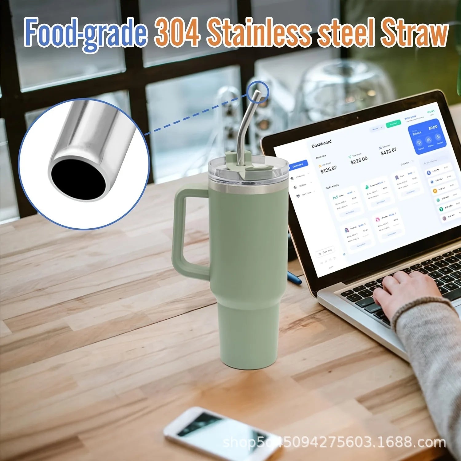 304 Stainless Steel Reusable Straw 30cm/8mm Upgraded Wide-Bore Eco-Friendly Perfect for Cocktails  Smoothies & Healthy Drinks