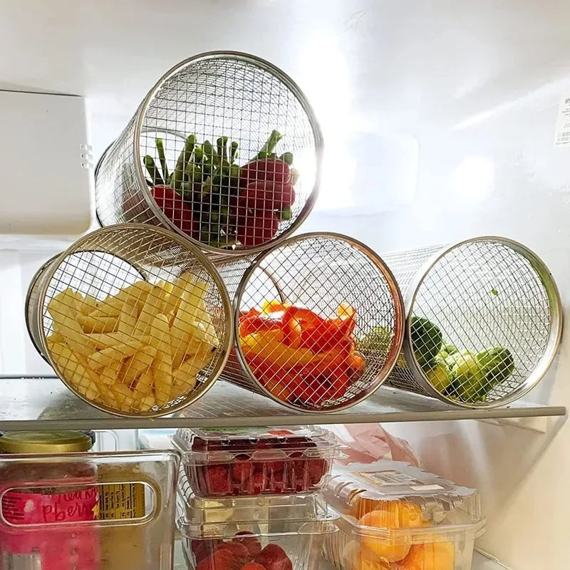 Circular Barbecue Cage, Outdoor Smoking Cage, Multifunctional Barbecue Net, Rotating Drum, Portable 304 Stainless Steel Rack