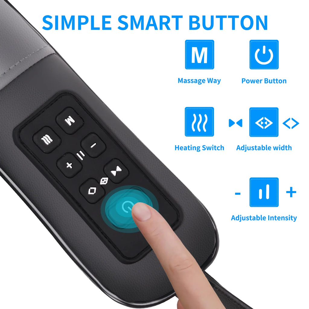 Masgre Upgarded Adjustable Width Electric Deep Tissue 4D Kneading Massage Cordless Neck Massager with Heat Gifts for Mom Dad