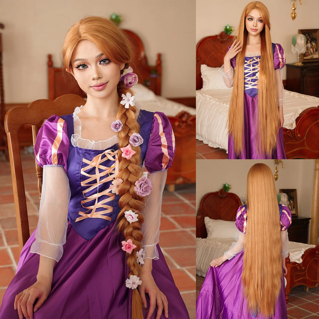 NAMM 44 Inch Extra Long Blonde Cosplay Wigs With Bangs Loose Long Curly Blonde Lolita Wig Synthetic Heat Resistant Costume Wig