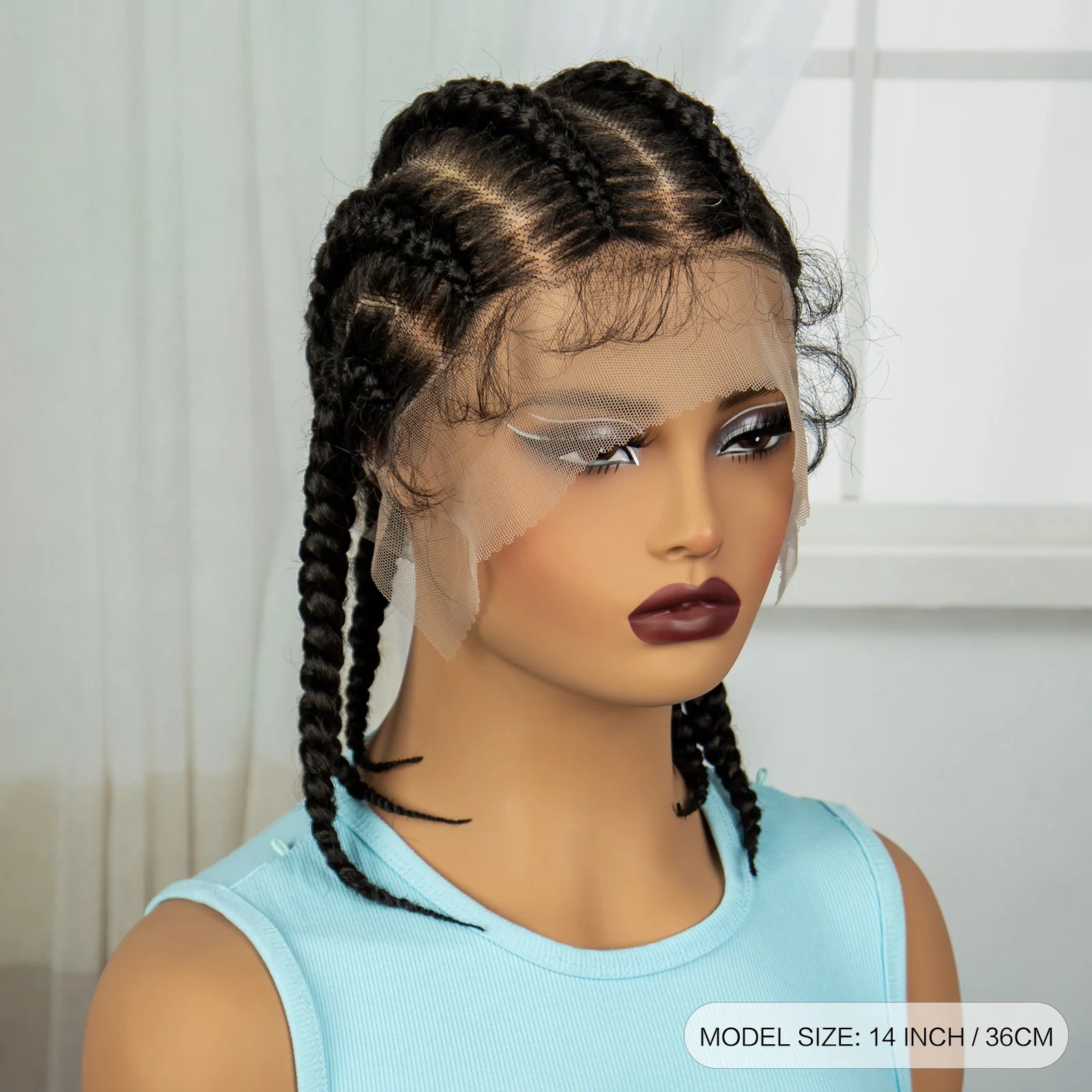 Short Cornrow Braided Wigs Synthetic Full Lace Braids Wig Lace Frontal Braiding Hair Wigs With Baby Hair for Black Women