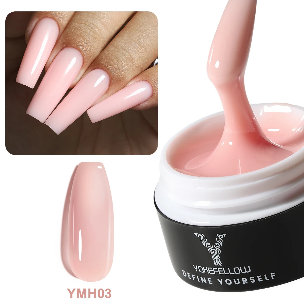 YOKEFELLOW 15g Builder Gel Nail Polish HEMA TPO Free Extension Gel Self-leveling Milky Construct UV LED Acrylic Gel DIY YMH02
