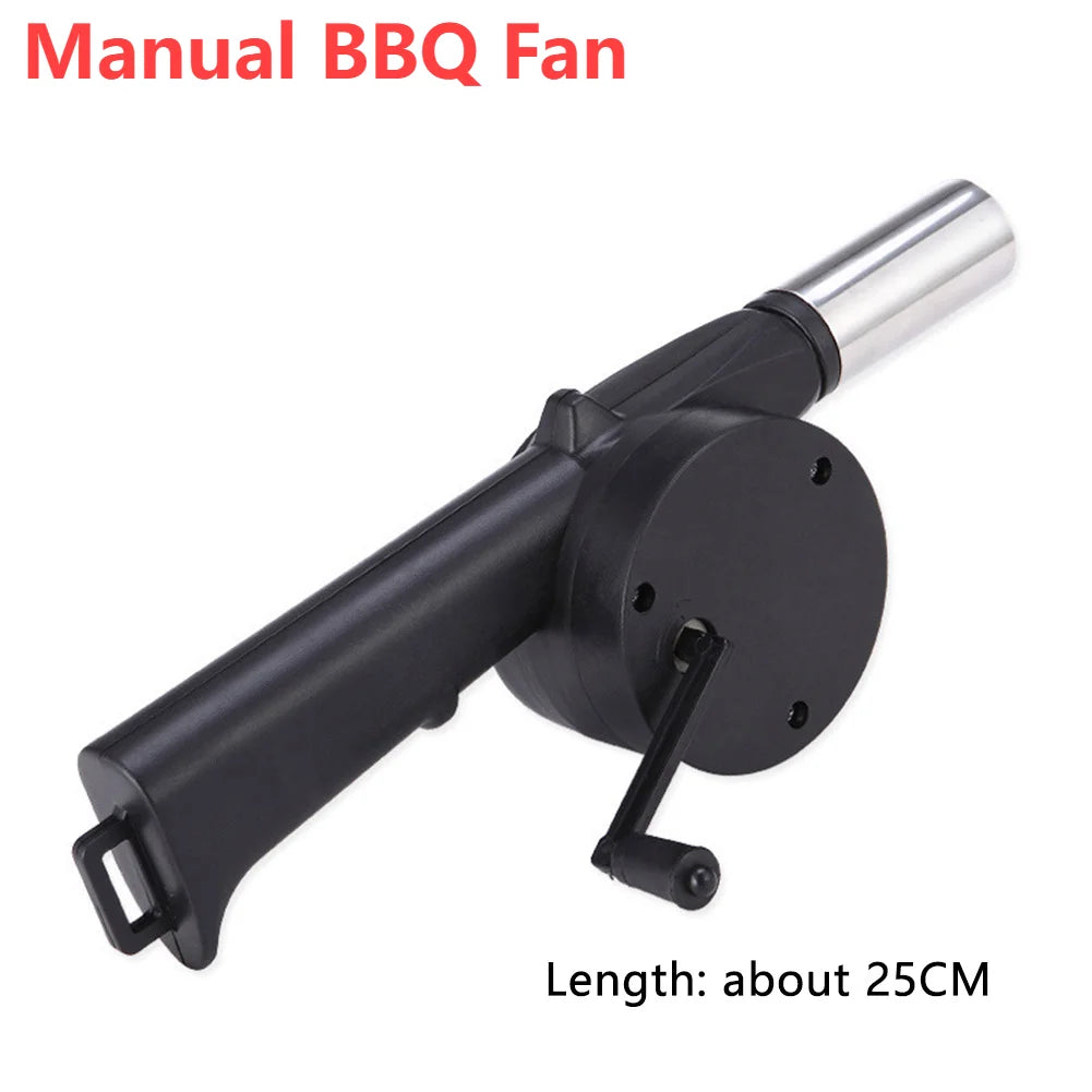 BBQ Electric Fan Air Blower Aluminum Alloy Barbecue Air Blower Handheld Barbecue Grill Fire Bellow Grill Tool for Picnic Camping