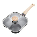 Non-stick Frying Pan with Lid,4-hole Omelet Pan,Egg Burger Cooking Pan,Home Breakfast Cookware,Universal Gas Induction Cooker