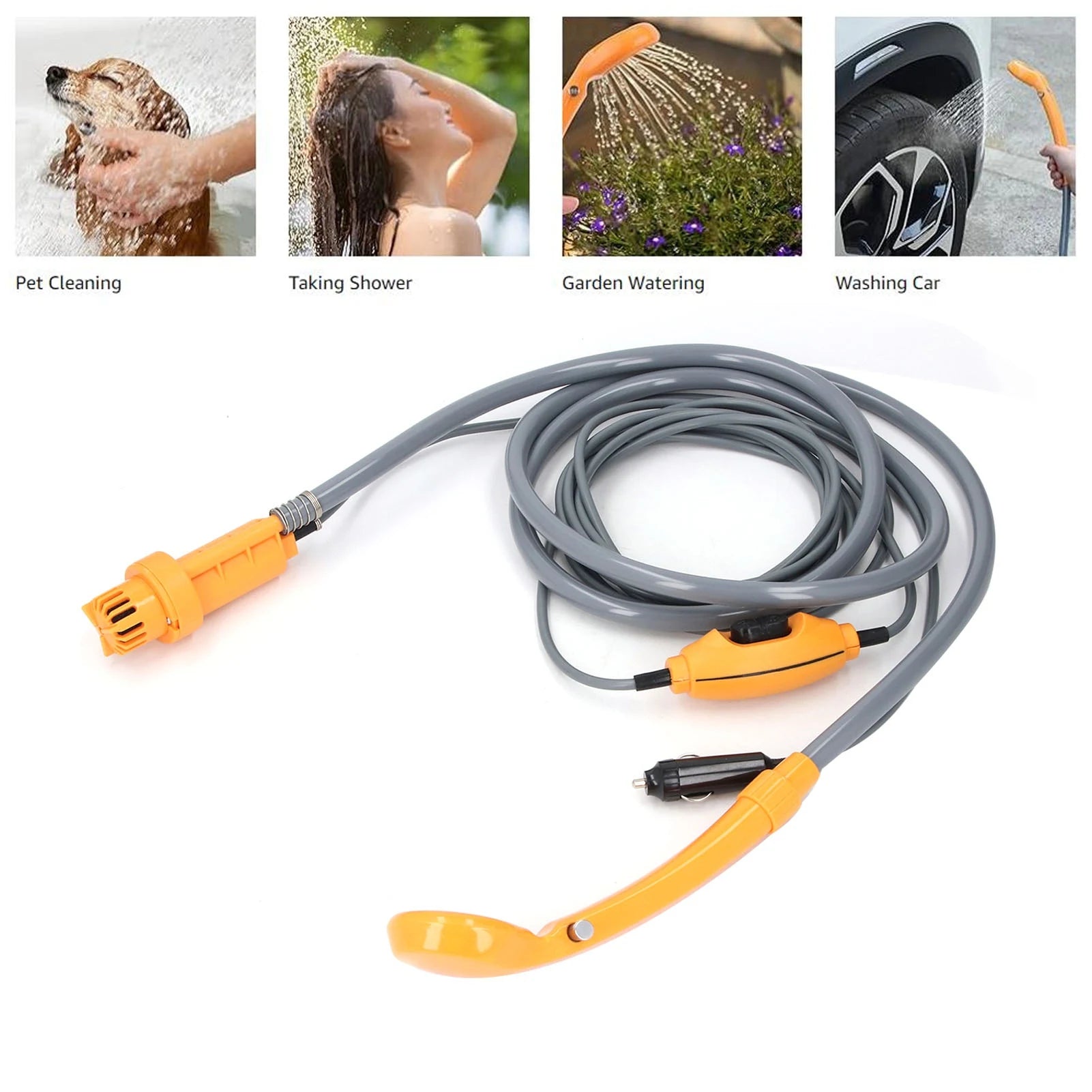 Car Plug Shower Kit 36W Portable Electric Vehicle Mounted Shower Kit for Outdoor Camping Car Washing Irrigation