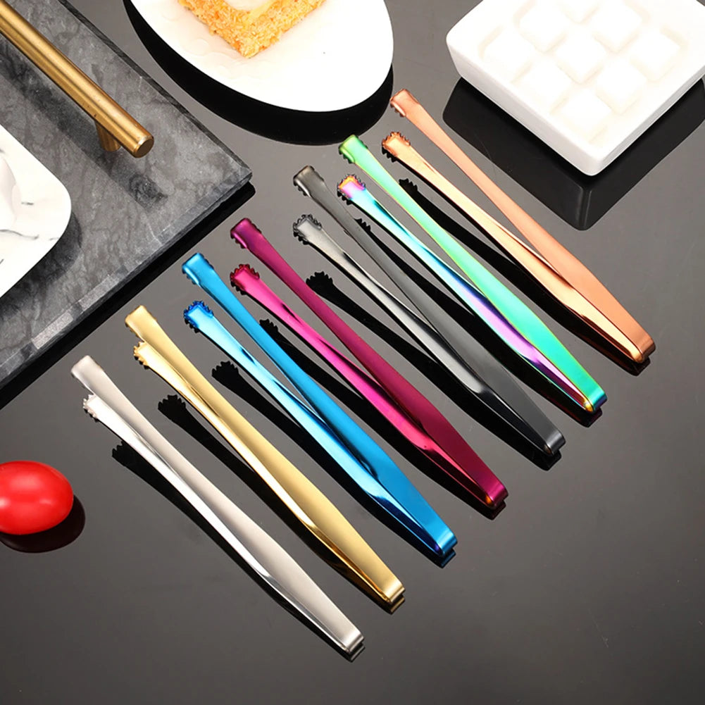 3pcs Sugars Cubes Tong Stainless Steel Ice Cubes Clip Tong Multipurpose Long Handle Tweezers Bbq Food Serving Clamp For Kitchen