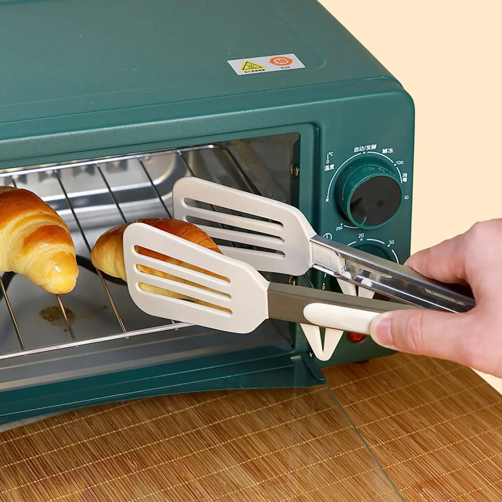 Silicone BBQ Grilling Tong Kitchen Cooking Salad Bread Serving Tong Non-Stick Barbecue Clip Clamp Stainless Steel Tools Gadgets
